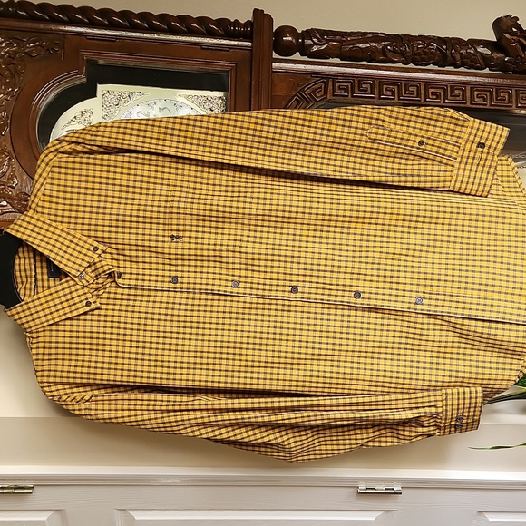 Arrow Other - Arrow, Men's gold plaid shirt, long sleeves, like new, Sz L/G